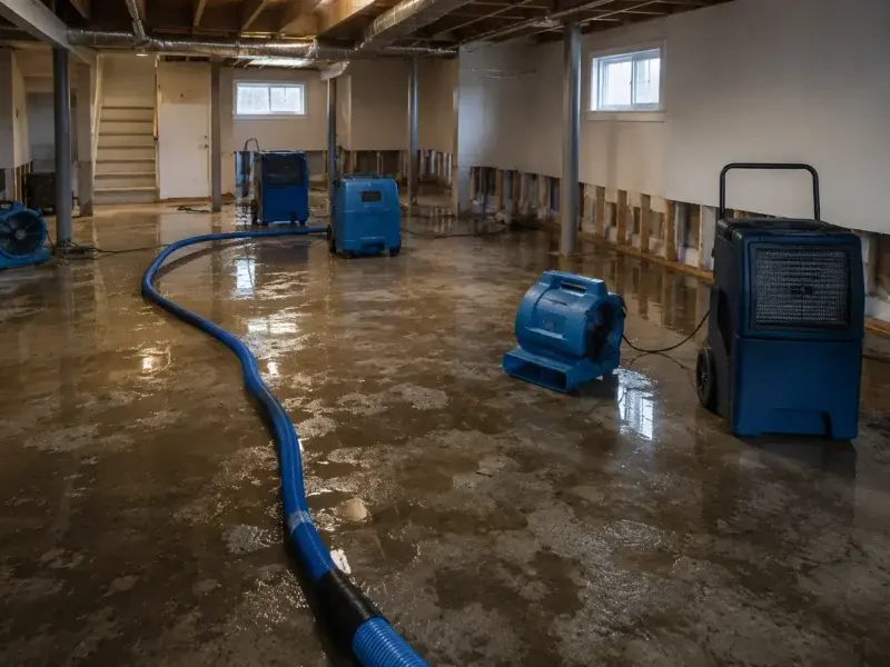 Air movers drying a Big Lake, MN floor