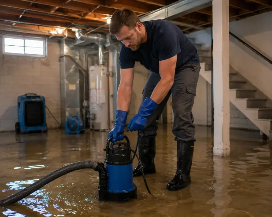 A failed sump pump and flooded pit in a Big Lake basement